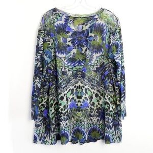 NWOT FUZZI  mesh oversized tunic top mini dress S abstract animal print new